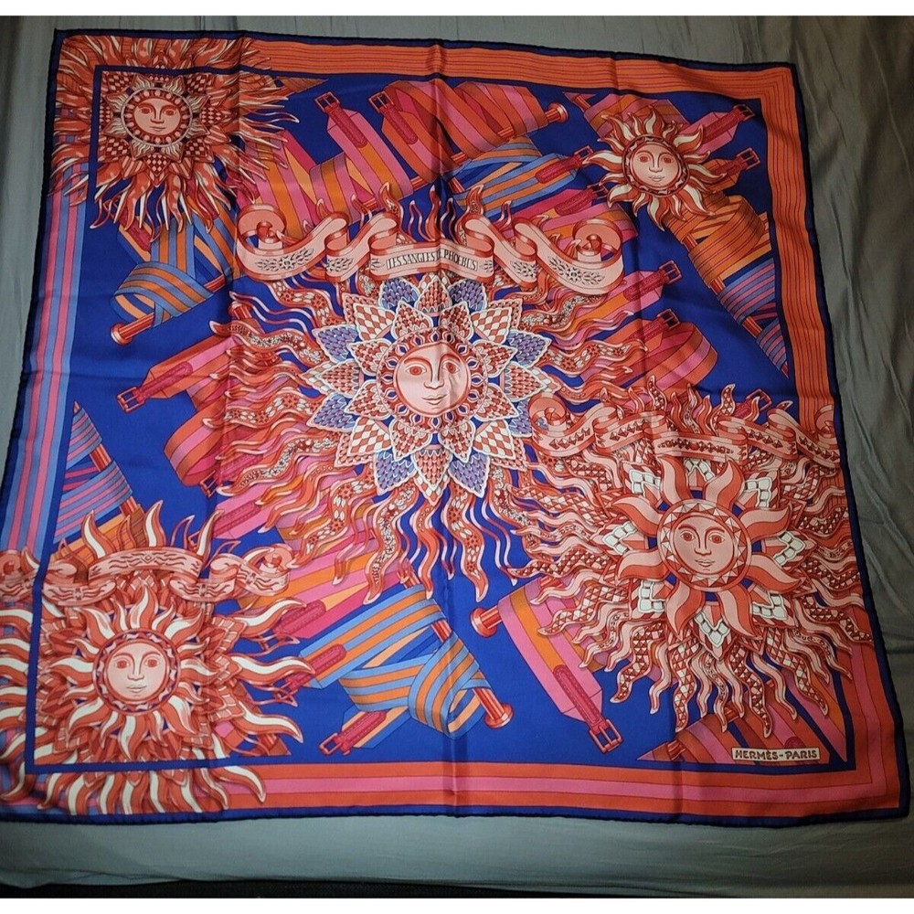 Hermes Scarf LES SANGLES DE PHOEBUS Silk With Box